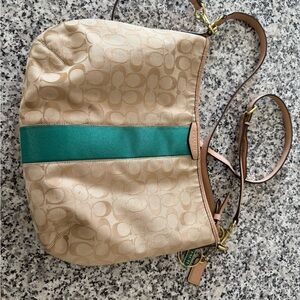 Coach Tan and Green Shoulder Bag